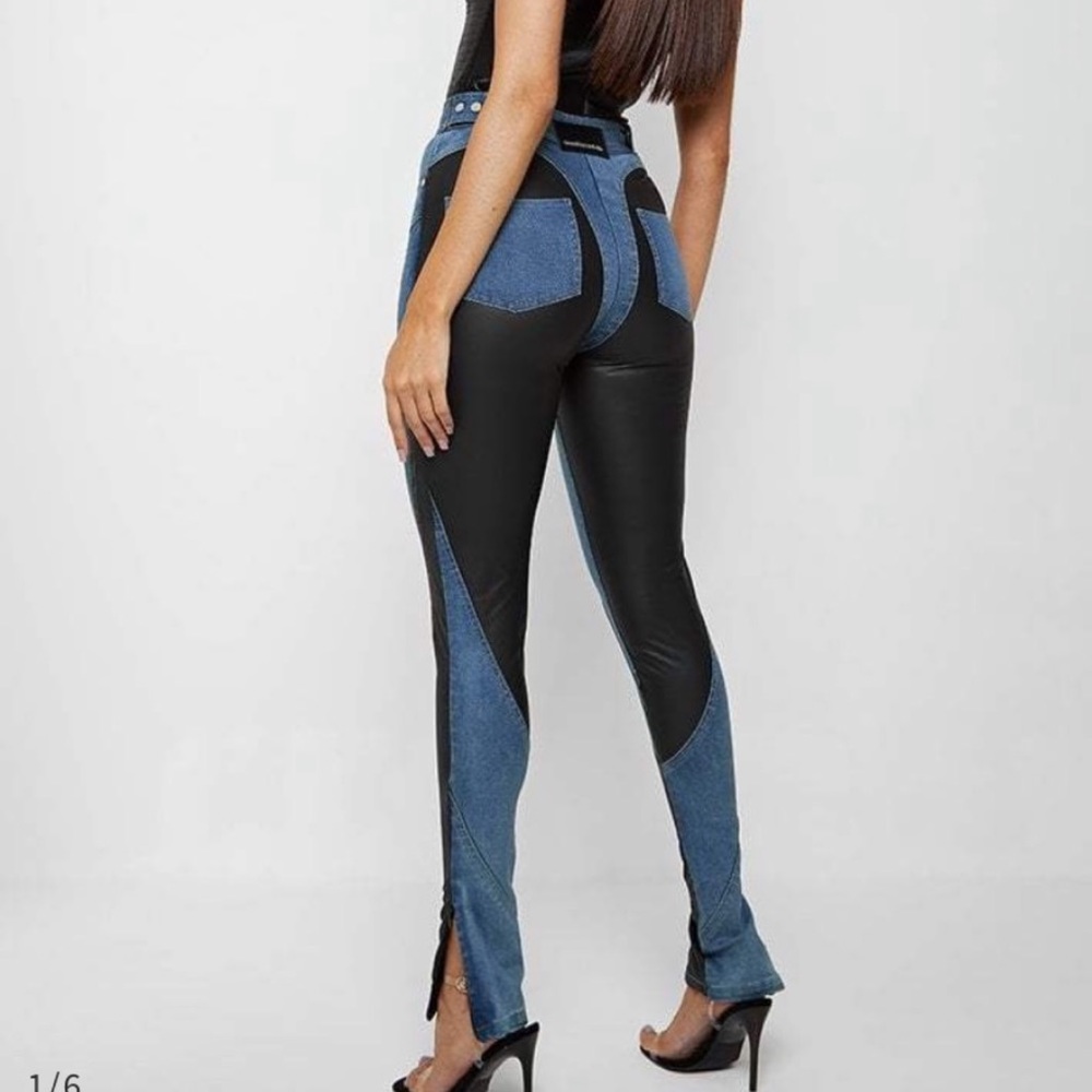 maniere de voir vegan leather contour jeans